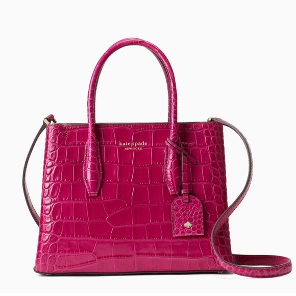 NWT Kate Spade Eva Croco Purse in Cherry Pie Pink - Picture 3 of 11